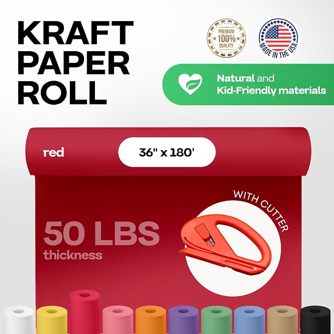 Christmas Red Kraft Paper Roll 36" x 2160" - Image 2