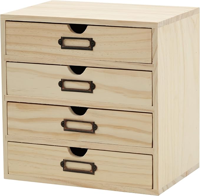 DIY Wooden Desk Organizer with Drawers – Unfinished 4-Drawer Desktop Storage by PrimoSupply