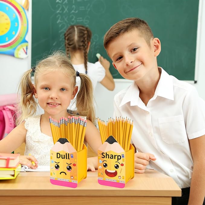 2 Pcs Pencil Shaped Pencil Holder Sharp and Dull Pencil Holder Wooden Dispenser - Image 5