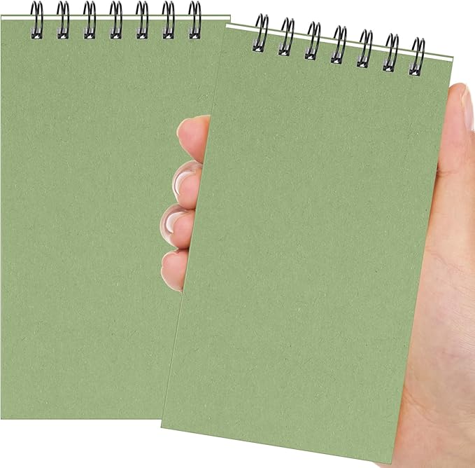 Tenceur 2 Pcs Eucalyptus Green Pocket Notebook Small 3x5 Inch Top Spiral by Tenceur