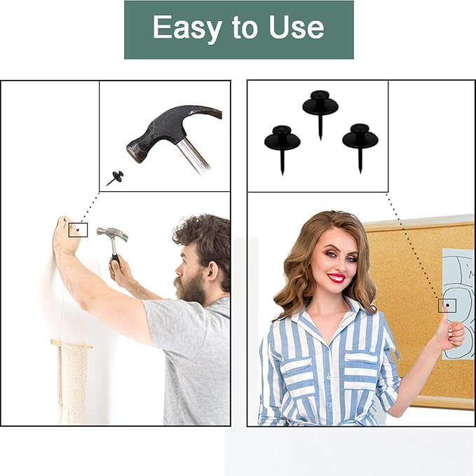 50 PCS Push Pins Picture Hangers Wall Hooks, Double Headed Thumb Tacks - Image 6