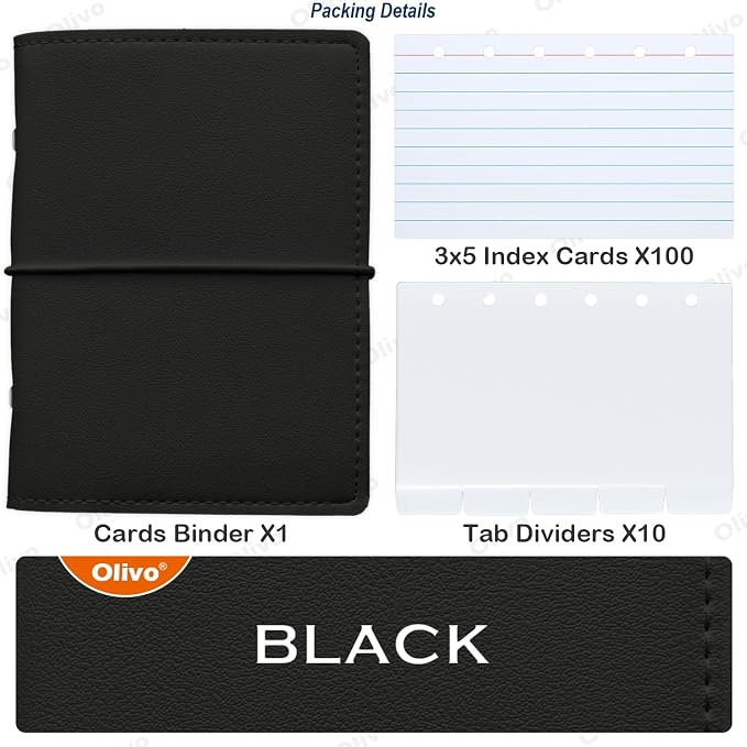3x5 Lined Index Cards with Ring Binder Holder and Dividers, 100 Note Cards - Image 2