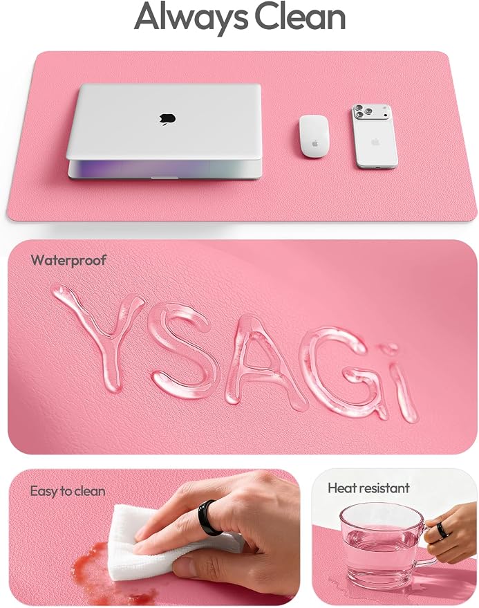 YSAGi Leather Desk Pad Protector, Office Desk Mat, Large Mouse Pad, Non-Slip PU - Image 9