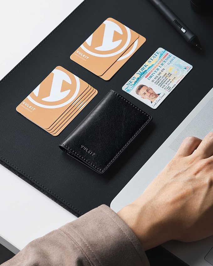 VULKIT Leather Business Card Holder 2 Sided Slim Business Name Card Organizer - Image 5