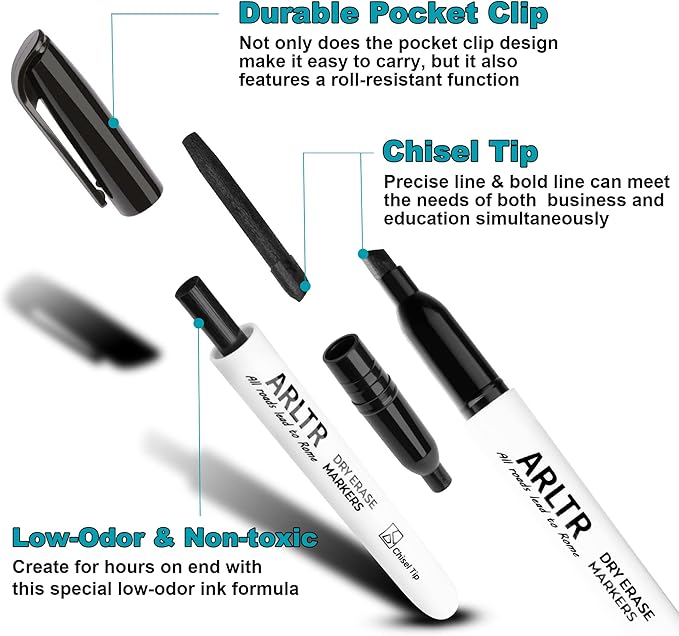 ARLTR Dry Erase Marker Bulk Set, Chisel Tip, Low Odor, - Image 2