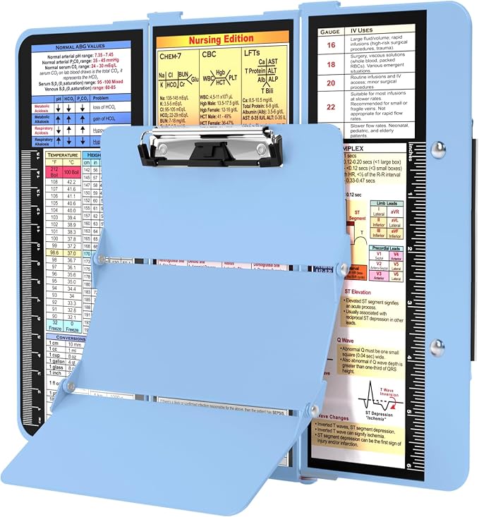 Nursing Clipboard Foldable, Foldable Clipboard w/Nursing Edition Cheat Charts by HOZOLNursingClipboard