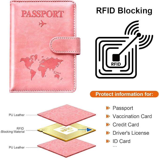 Eoehro Passport Holder for Travel Essentials, Passport Wallet Cover Case for - Image 2