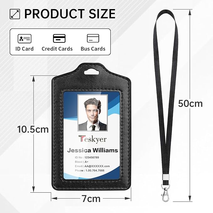 Teskyer 2 Pack Double Sided Clear Badge Holder - Image 5
