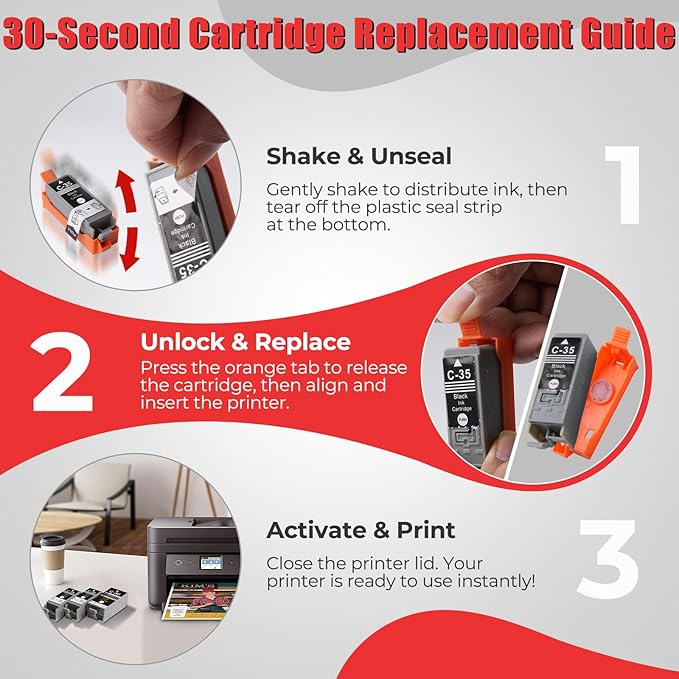 PGI-35 CLI-36 Ink Cartridges PIXMA TR150 PIXMA TR160 PIXMA iP110 PIXMA iP100 Compatible with Canon 35 36 Ink Cartridges Compatible for PIXMA TR150 TR160 iP110 iP100 TR 150 Printers (2-Black, 1-Color)-DeskLoop Office