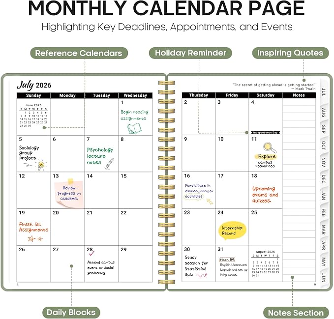 Planner 2026-2027, 8.5" x 11" Weekly and Monthly Academic Year Planner Calendar - Image 2
