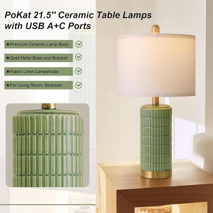 PoKat Bedside Table Lamps Set of 2 - Image 4