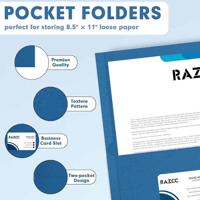 Two Pocket Folders, RAZCC 75 Pack 2 Pocket Folders Fit Letter Size Paper - Image 3