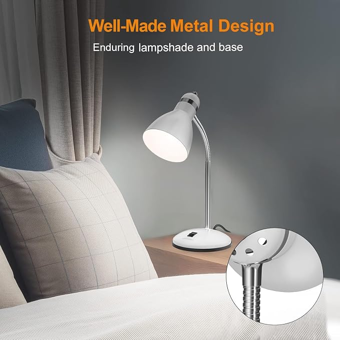 LEPOWER Metal Desk Lamp, Adjustable Goose Neck Table Lamp, Eye-Caring Study - Image 3