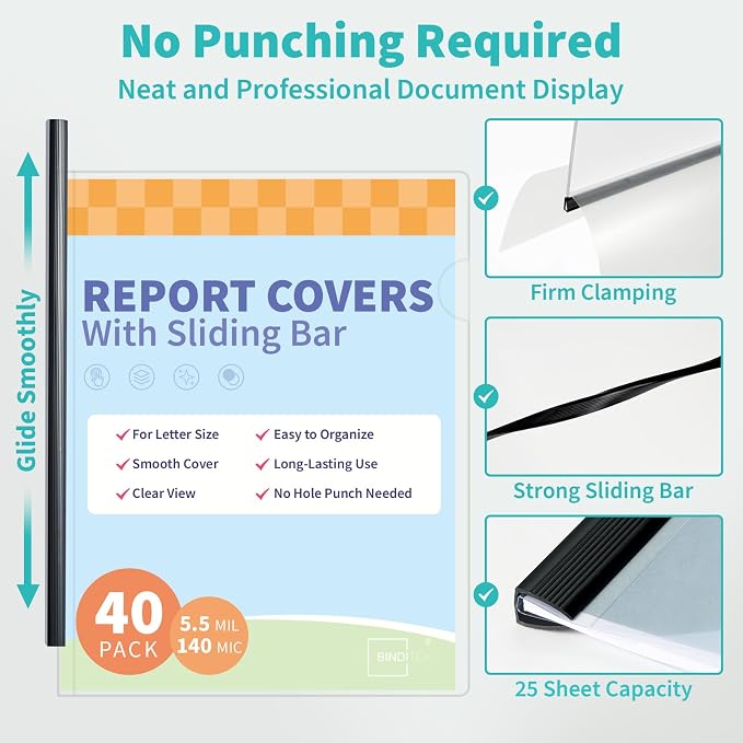 Binditek 40 Pack Clear Report Covers - Image 5