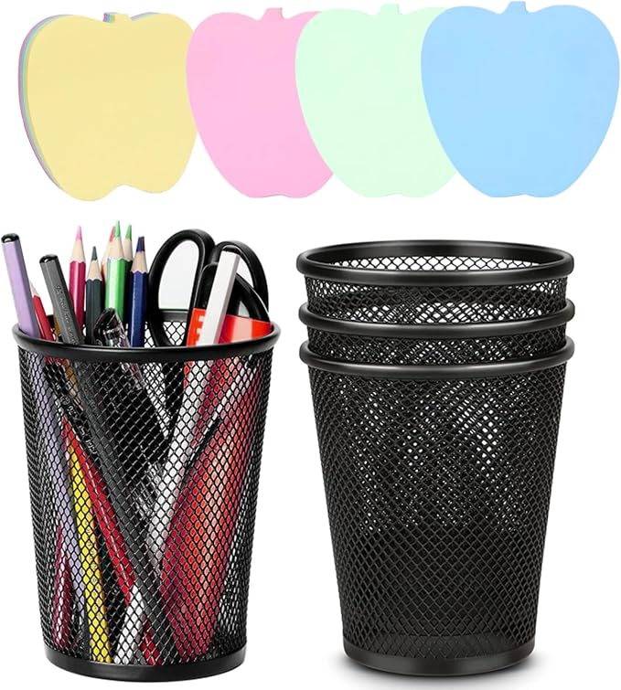 4 Packs Pen Holders, Mesh Pencil Holder Metal Pen Cup Black by gsplmm