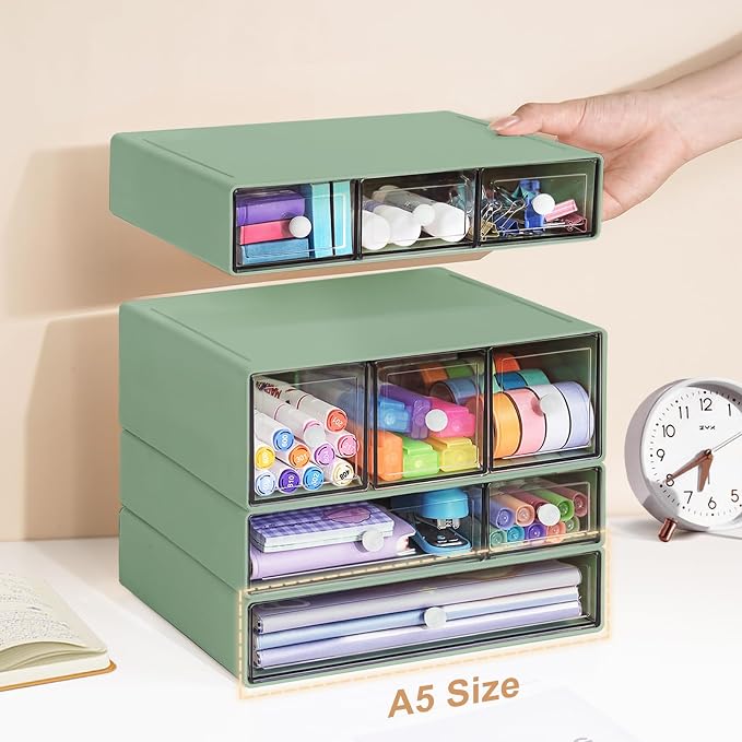 Desk Storage Organizer with 9 Drawers, 4 Tiers Stackable Desktop Craft Storage - Image 2