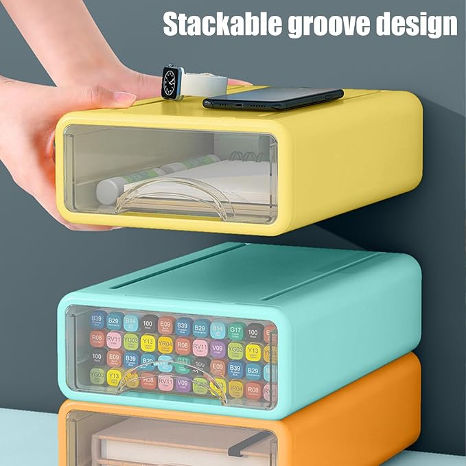Desk Organizer with Drawers, Stackable Storage Drawers with Compartments - Image 6