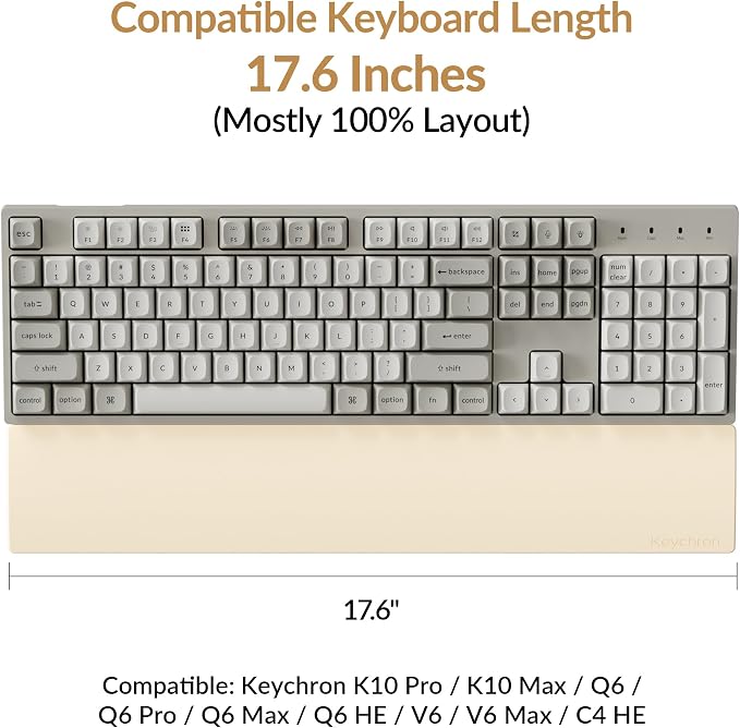 Keychron Retro Cream Silicone Wrist & Palm Rest, 17.6" Full Size - Image 3