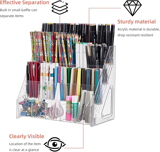 Acrylic Pen Pencil Holder for Desk - Image 2