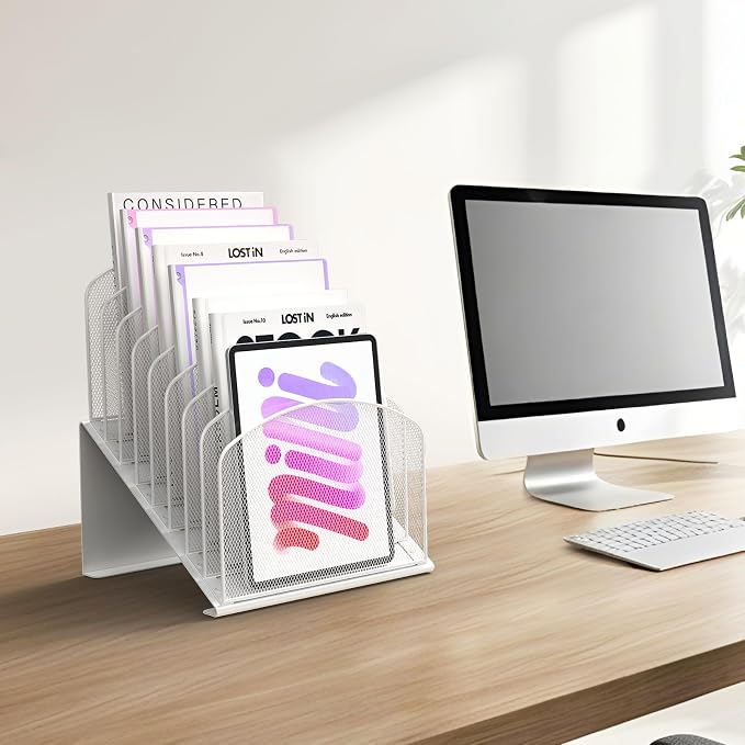 Inclined Desk File Organizer Metal Desk Magazine Folder Holder - Image 5
