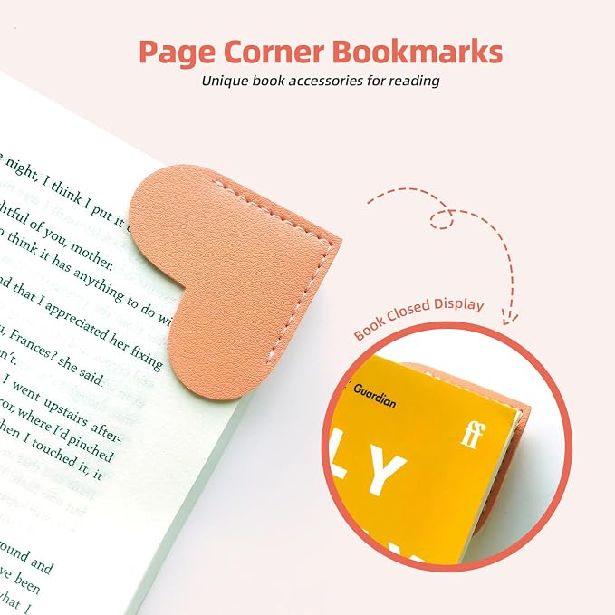 Leather Heart Bookmarks, Cute Handmade Page Corner Book Markers, Reading Gifts - Image 4