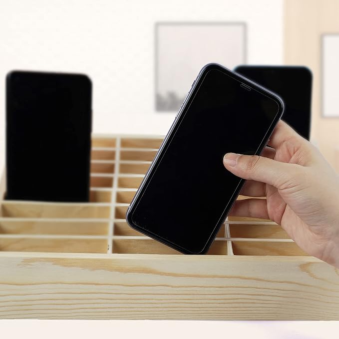 36-Grid Wooden Cell Phone Holder Desktop Organizer Storage Box - Image 5