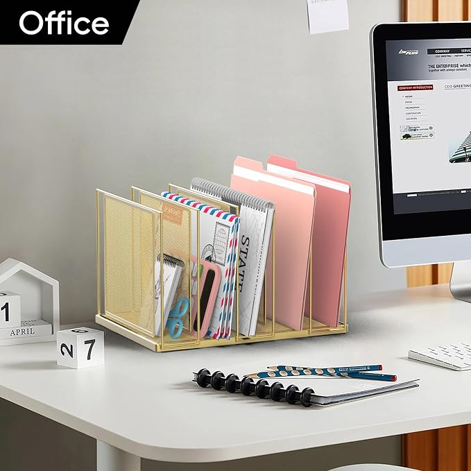 File Organizer for Desk, 5-Section Vertical File Sorter, Paper Holder Organizer - Image 7