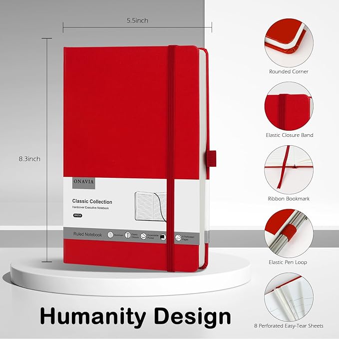 Lined Journal Notebooks for Work, Travel, College, A5 Size 100 GSM Thick Paper, Classic Ruled Journaling Notebook, Hardcover Notepad for Writing 160 Pages, 5.5 x 8.3 inch, Royal Blue-DeskLoop Office