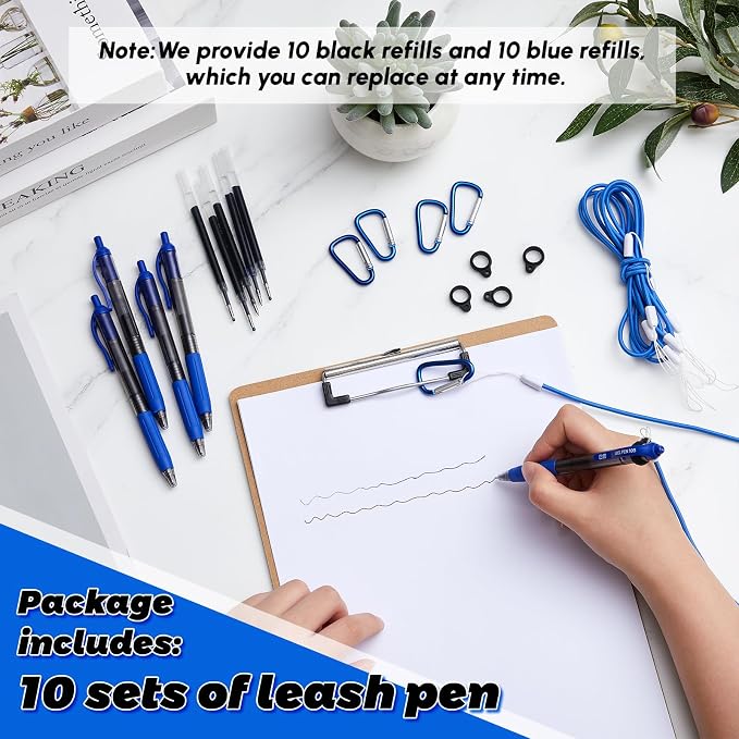 Lewtemi 10 Sets 24 Inch Pen Leash Pen Silicone Lanyard Holder - Image 3