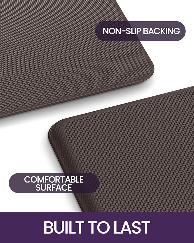 DEXI Kitchen Mat Cushioned Anti Fatigue, Non Slip Waterproof Comfort Standing Floor Rug for Kitchen, Office, Sink, Laundry, 48x20, Brown-DeskLoop Office