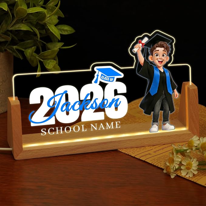 Custom Name Plate for Desk, Personalized Light Up Acrylic Desk Name Plate by EOBIBIFUN
