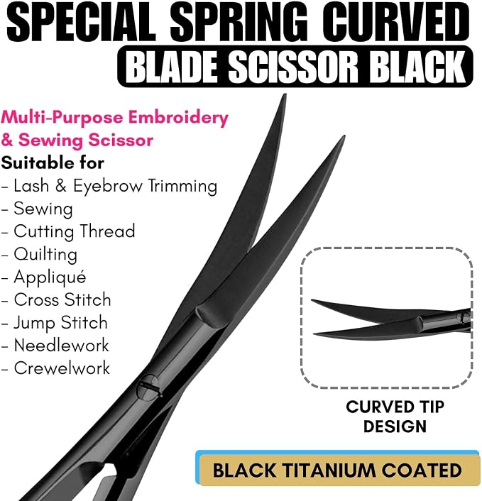 Cross Edge Curved Spring Scissors 5 Inch Stainless Steel Precision Eyebrow & - Image 2