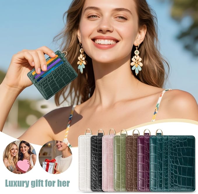 Slim Credit Card Holder Crocodile Wallet Women Thin Alligator Wallets RFID - Image 7