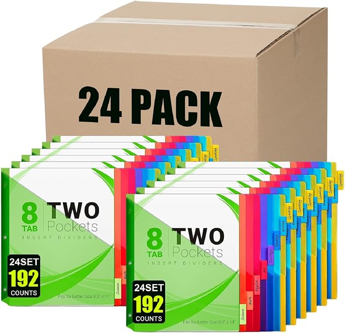 8-Tab Dividers for 3-Ring Binders, 3 Holes Index Dividers by JehXinzOfficeSchoolSupplies