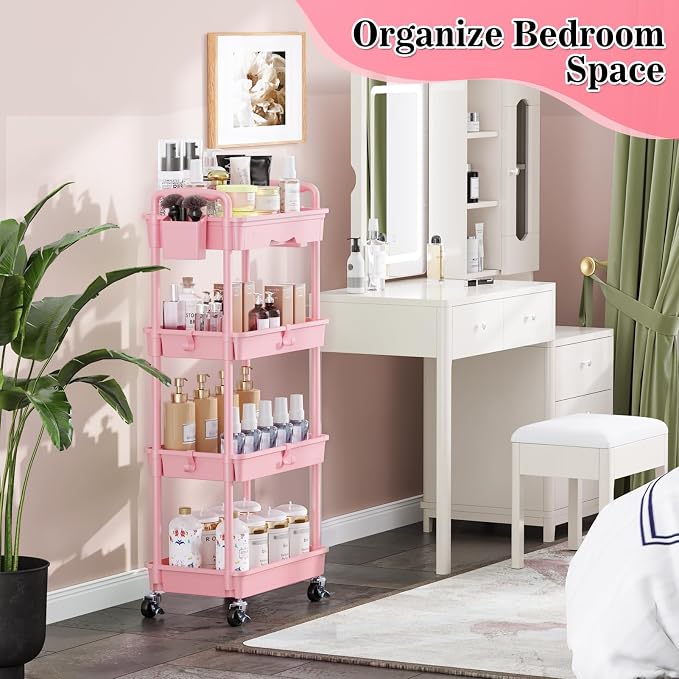 SUNALLY 4 Tier Rolling Utility Cart - Image 7