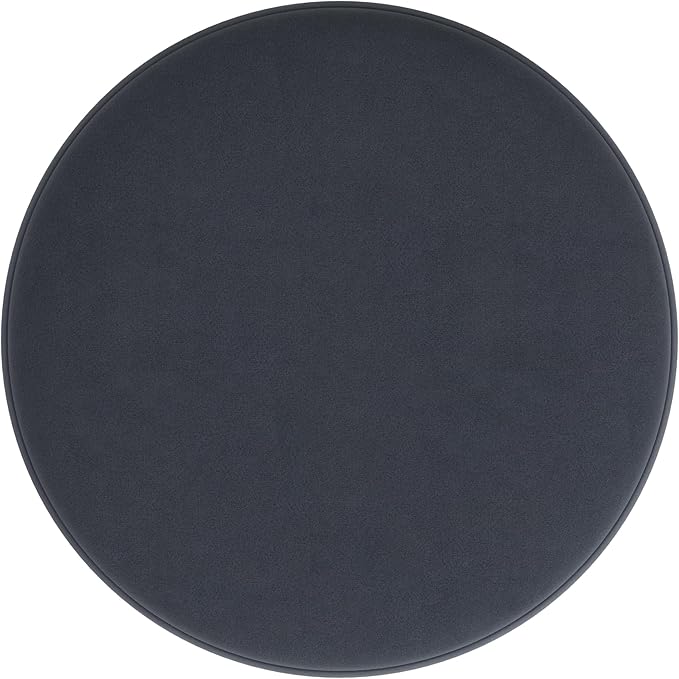 HomePop Upholstered Round Ottoman Home Décor|Foot Rest Ottoman - Steel Blue Velvet-DeskLoop Office