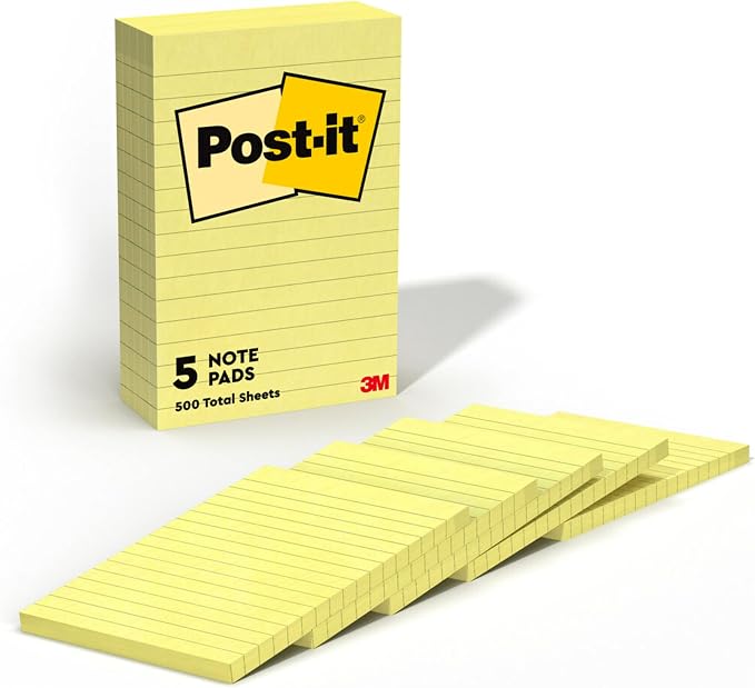 Post-it Notes, 4 x 6 in, The Iconic Canary Yellow Note, 5 Lined Pads | School by Unknown