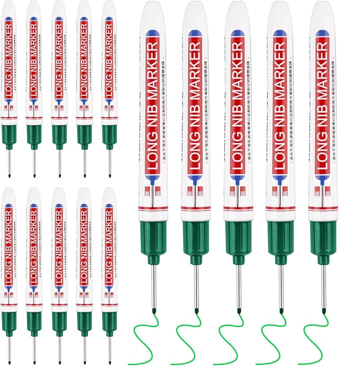 15 Pcs Long Head Deep Hole Marker, 20 mm Long Nose Nib Deep Reach Metal Marking by Mkobon
