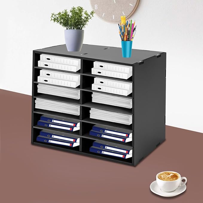 Mail Sorter Desktop, 12 Compartments Literature Organizer, Desktop File Sorter - Image 4
