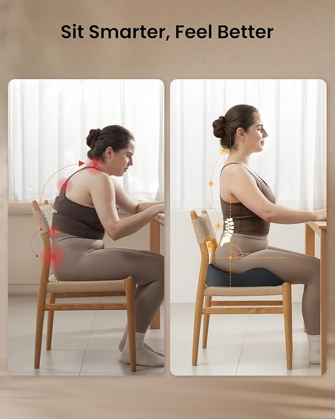 ProtoArc Extra Large Seat Cushions for Office Chairs, Ergonomic Memory Foam Seat Cushion for Home, Extra Cover, Car Seat Cushions for Driving, Pressure Relief Pad for Sciatica - Black-DeskLoop Office