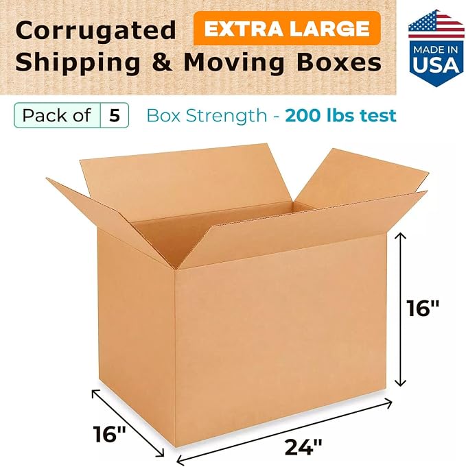 Extra Large Shipping & Moving Boxes 24 x 16 x 16 inches - Image 2