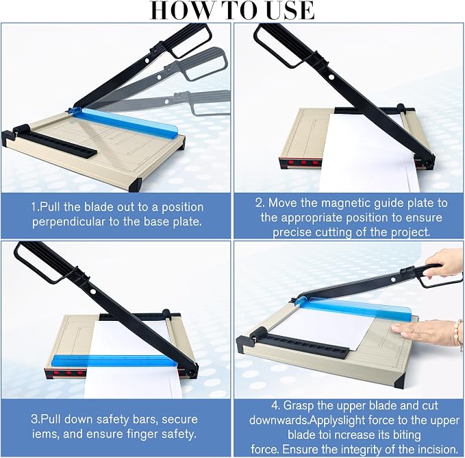 12" Guillotine Paper Cutter, Steel Blade Guillotine Paper Cutter - Image 4