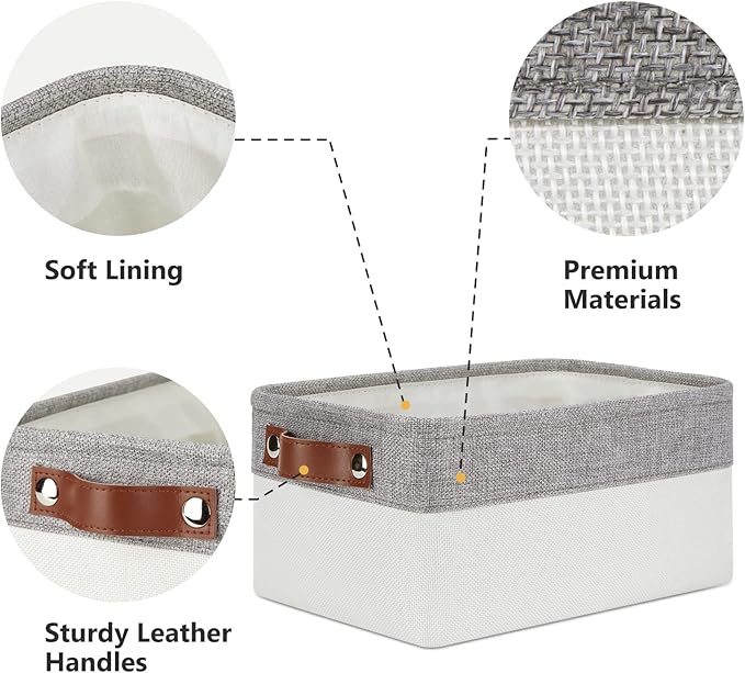 DULLEMELO Storage Baskets Bins for Organizing, Small Fabric Baskets for Shelves, Closets, Nursery, Home, Office, Empty Gift Baskets (6-Pack, Grey&White)-DeskLoop Office