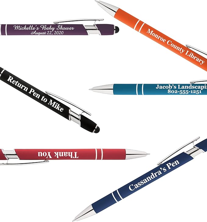 Up to 500 Pcs Custom Pens Bulk | Rainbow of Colors | Soft-Touch Metal Black Ink Personalized with Name or Message (Purple, 300 pcs)