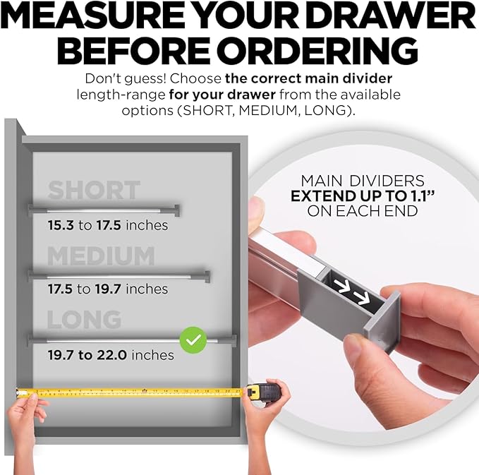 Practical Comfort Aluminum Drawer Organizer for Kitchen Utensils Silverware Flatware 9 Dividers Set | MEDIUM | UPGRADED VERSION-DeskLoop Office