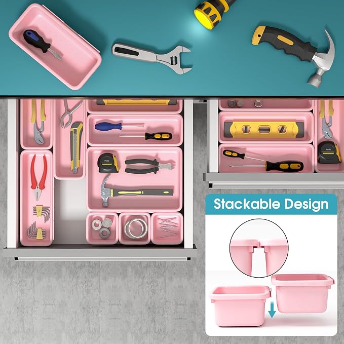 33 PCS Drawer Organizer Set, 4 Size Makeup Drawer Divider Organizer - Image 5