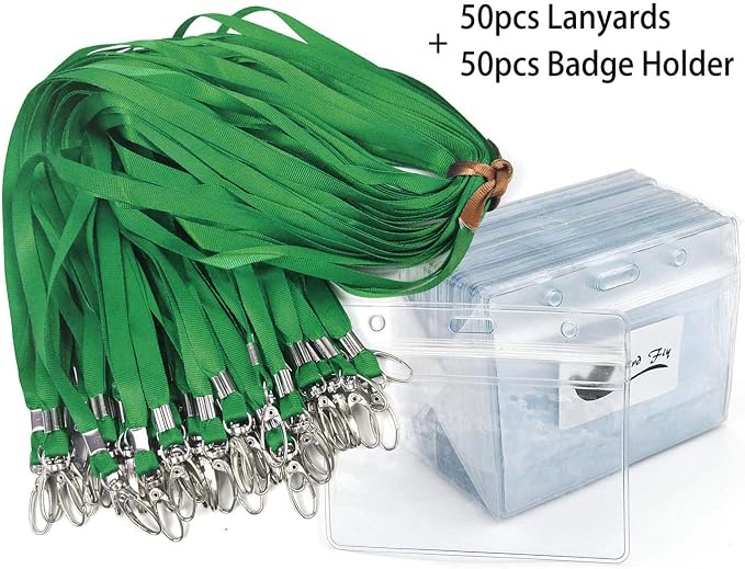 Lanyard with ID Holder 50 Pcs Waterproof Name Tag Badge ID Card Holders ID Pass - Image 6