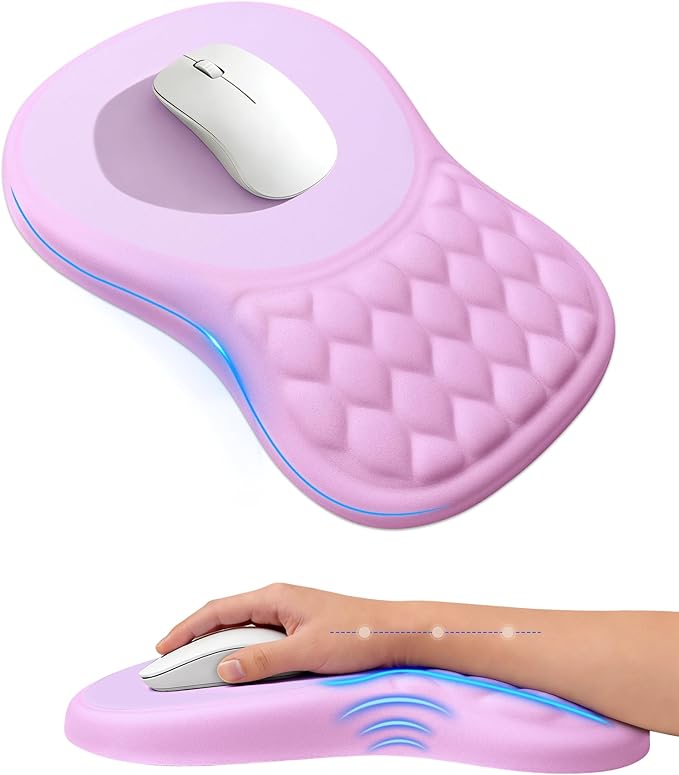 Ergonomic Mouse Pad with Wrist Rest, Slope Design Memory Foam Support, Smooth by PVIPCZ