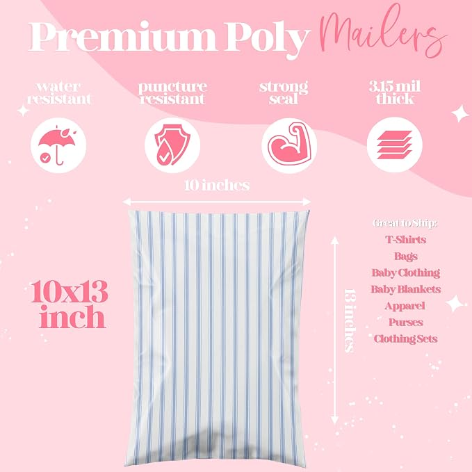 Pretty Package Store 10x13 Designer Poly Mailer 100 Pack Heavy Duty Waterproof - Image 2