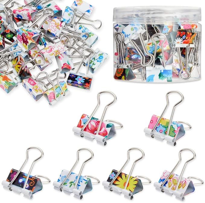 Juvale 40-Pack Small Floral Binder Clips by Juvale